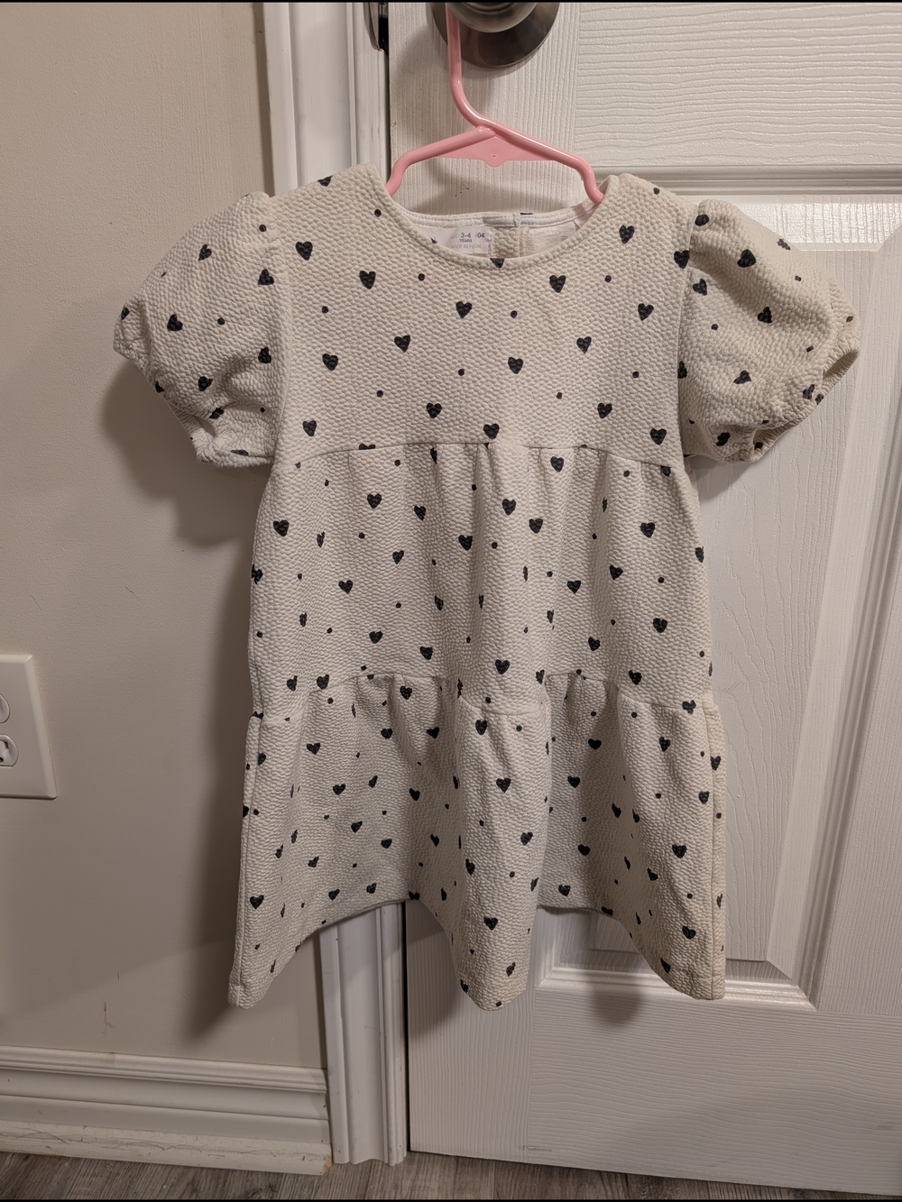 Zara Cream Dress with Black Heart Print